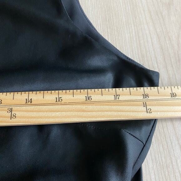 Ecru Y2K 90s Asymmetrical Ruched Top Women Size M Black Sleeveless Quiet Luxury - Picture 5 of 9